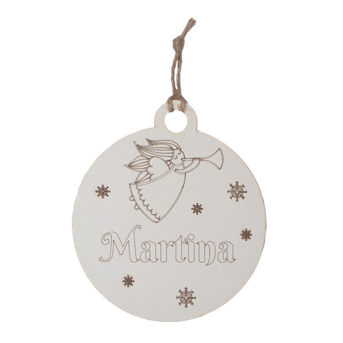 Adorno navideño Bola madera personalizada nombre Angel - Nanetes #