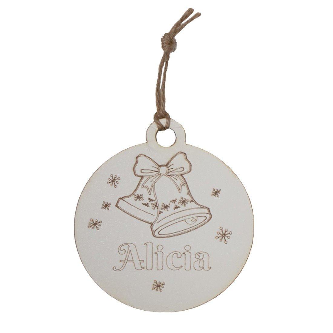 Adorno navideño Bola madera personalizada nombre Campanas - Nanetes #