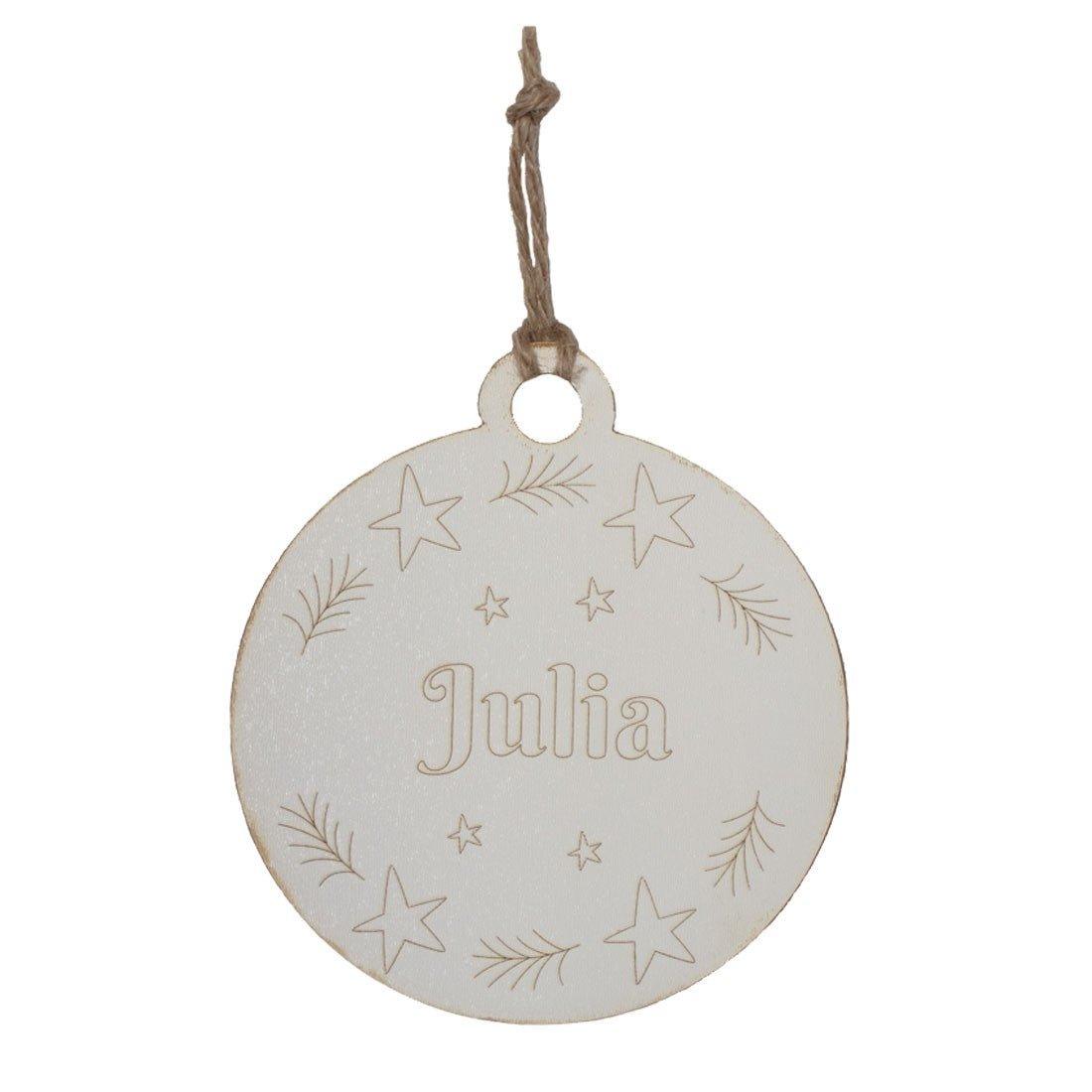 Adorno navideño Bola madera personalizada nombre Guirnalda - Nanetes #