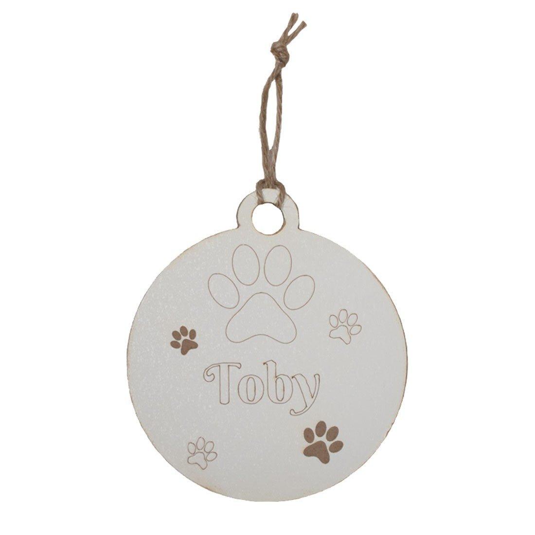 Adorno navideño Bola madera personalizada nombre Mascota - Nanetes #