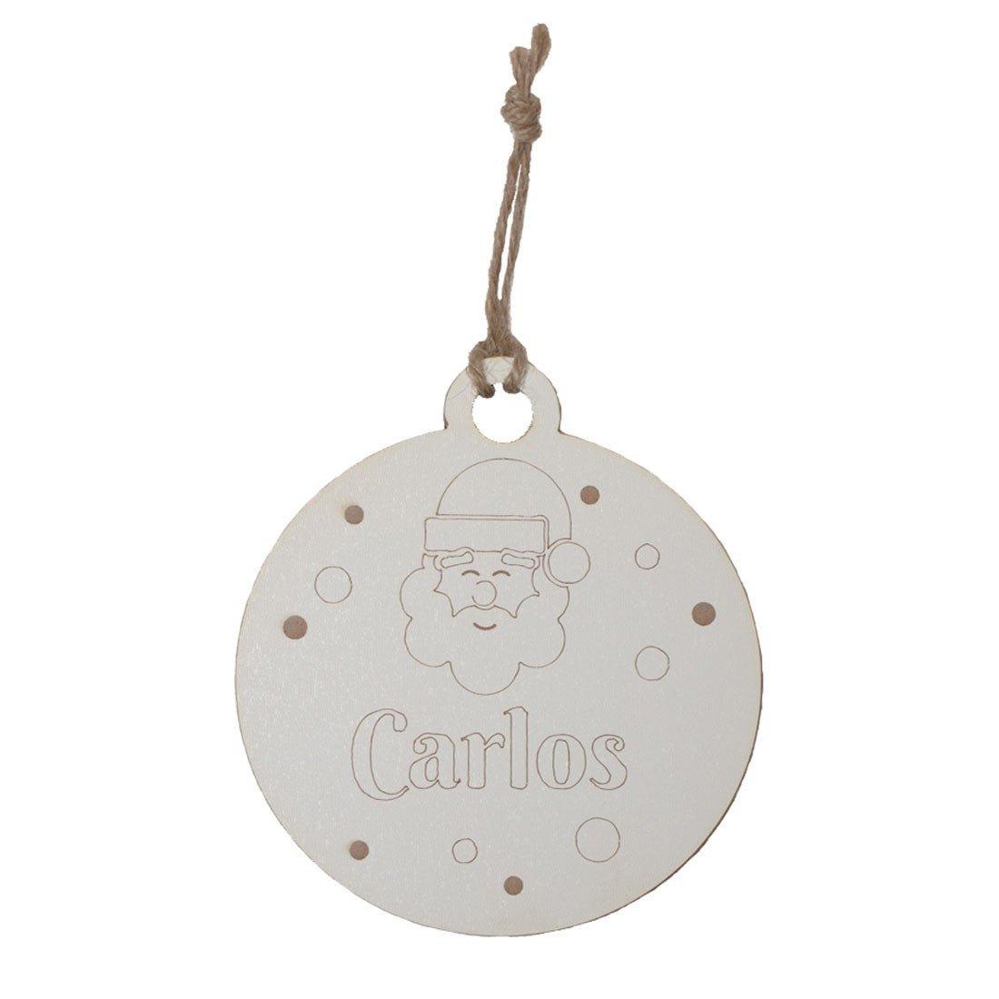 Adorno navideño Bola madera personalizada nombre papa Noel - Nanetes #