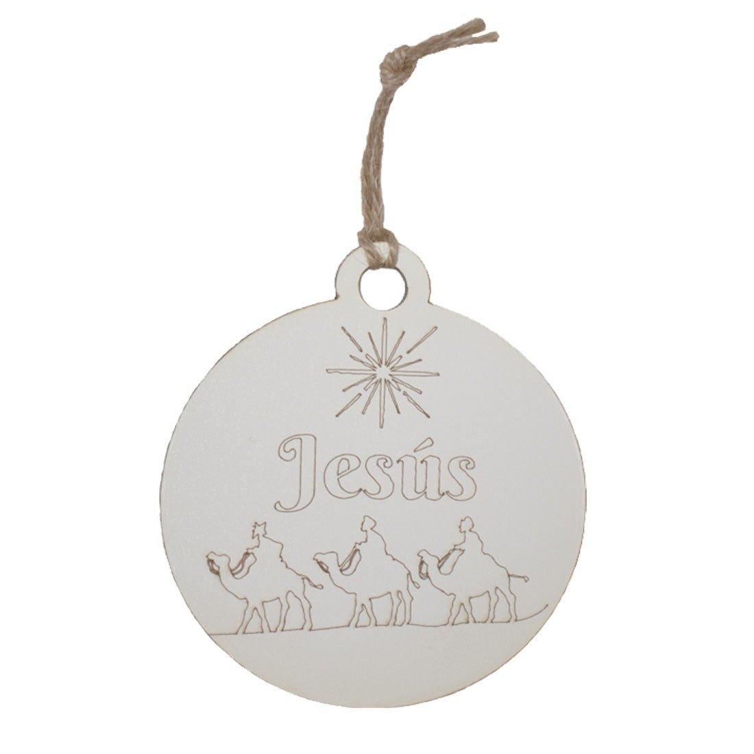 Adorno navideño Bola madera personalizada nombre Reyes Magos - Nanetes #