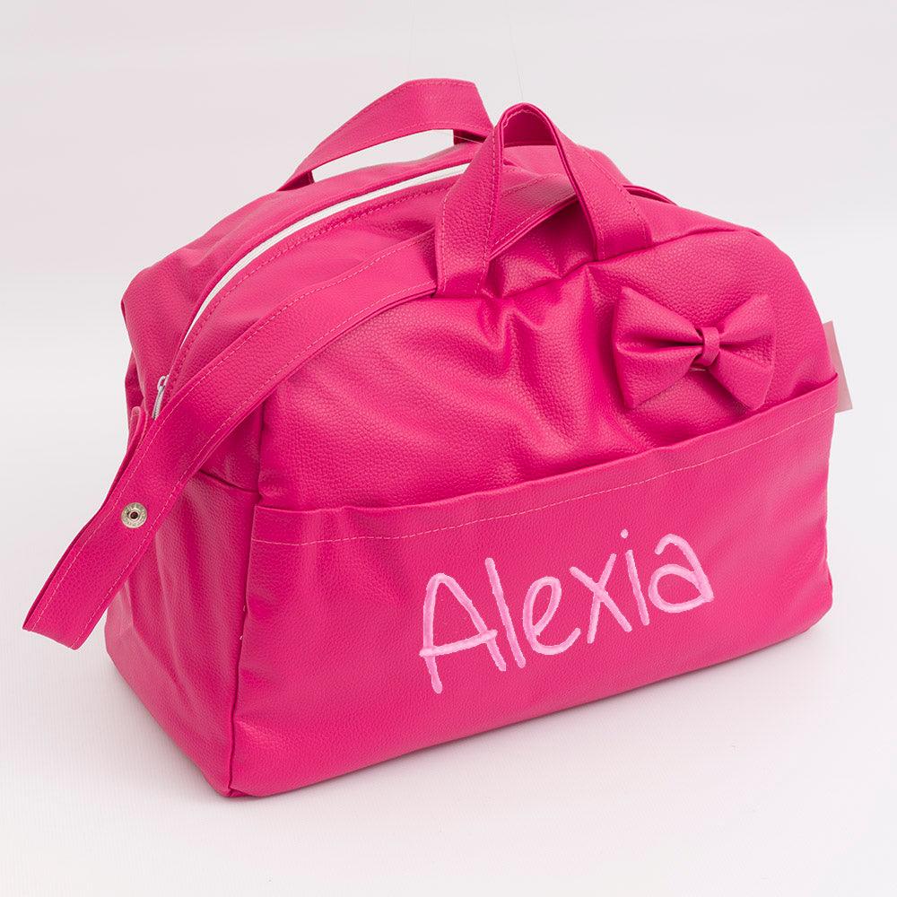 Bolso de Maternidad Personalizado Polipiel Lazo Fuxia - Nanetes #