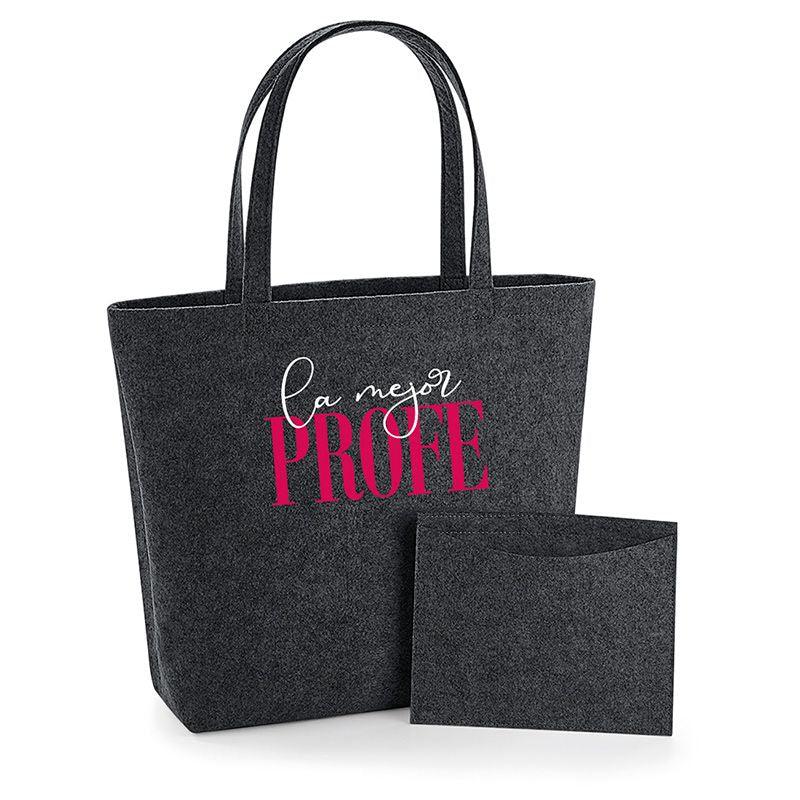 Bolso Shopper fieltro antracita la mejor profe - Nanetes #