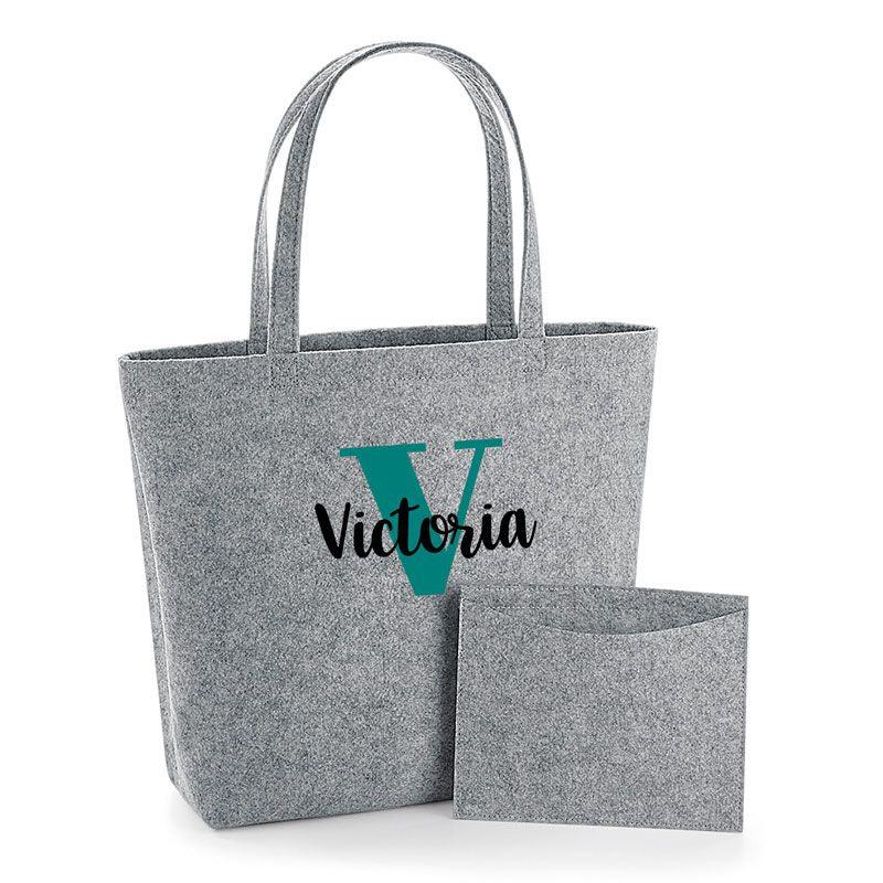 Bolso Shopper fieltro gris personalizado - Nanetes #
