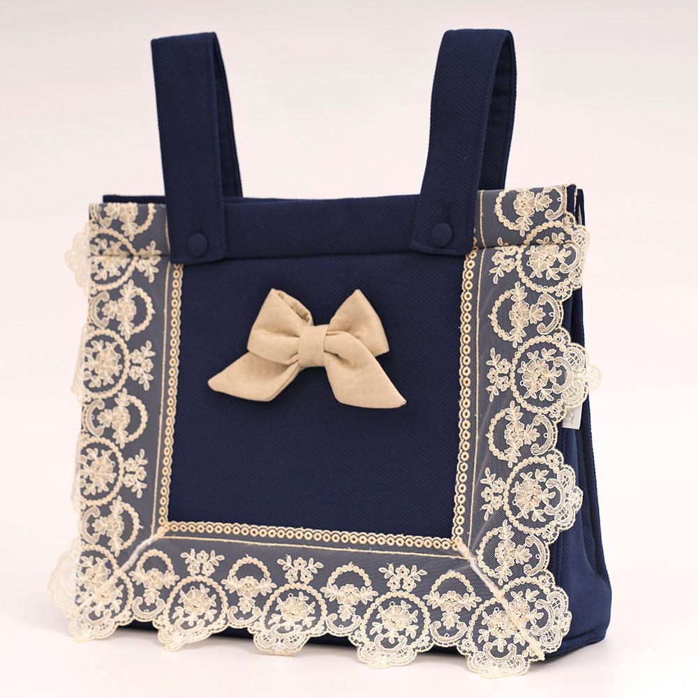 Bolso Panera Lencero con Puntillas Tul Marino Bebiti by Nanetes - Nanetes #