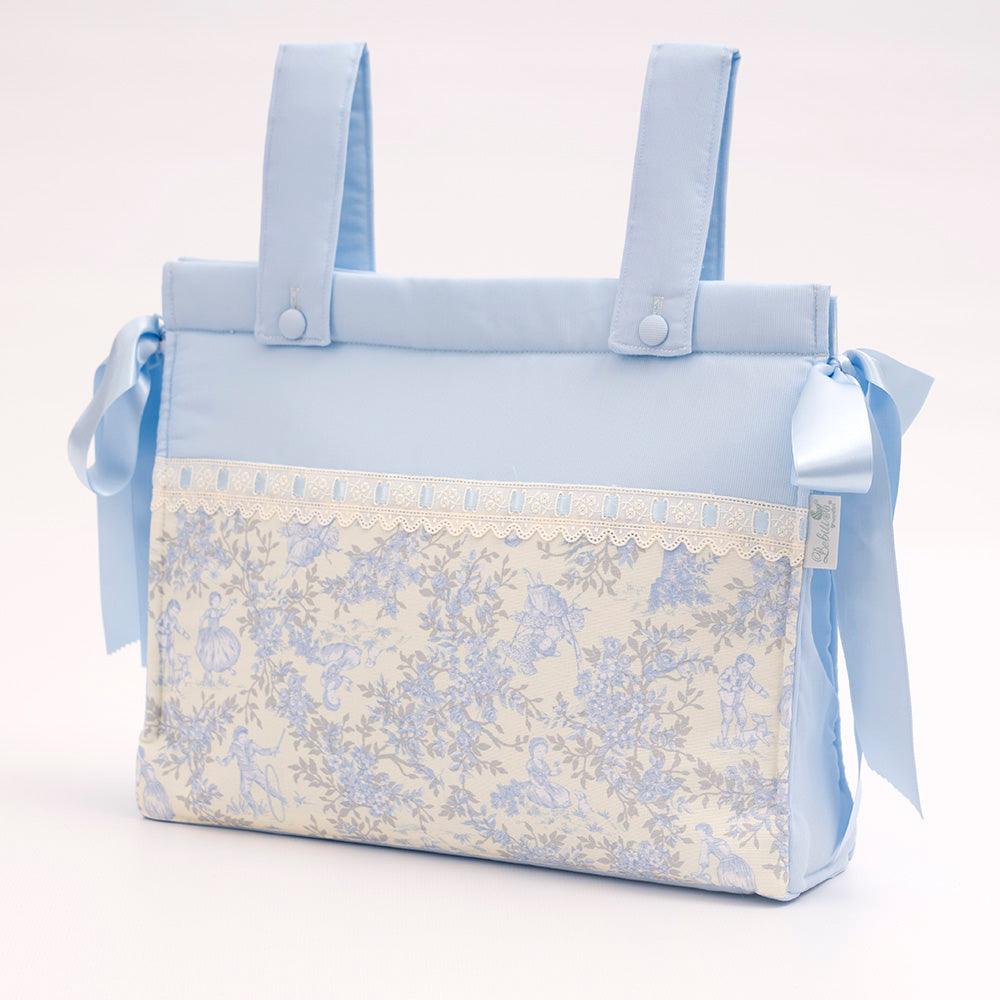 Bolso Talega Clásico Toile de Jouy Celeste Bebiti by Nanetes - Nanetes #
