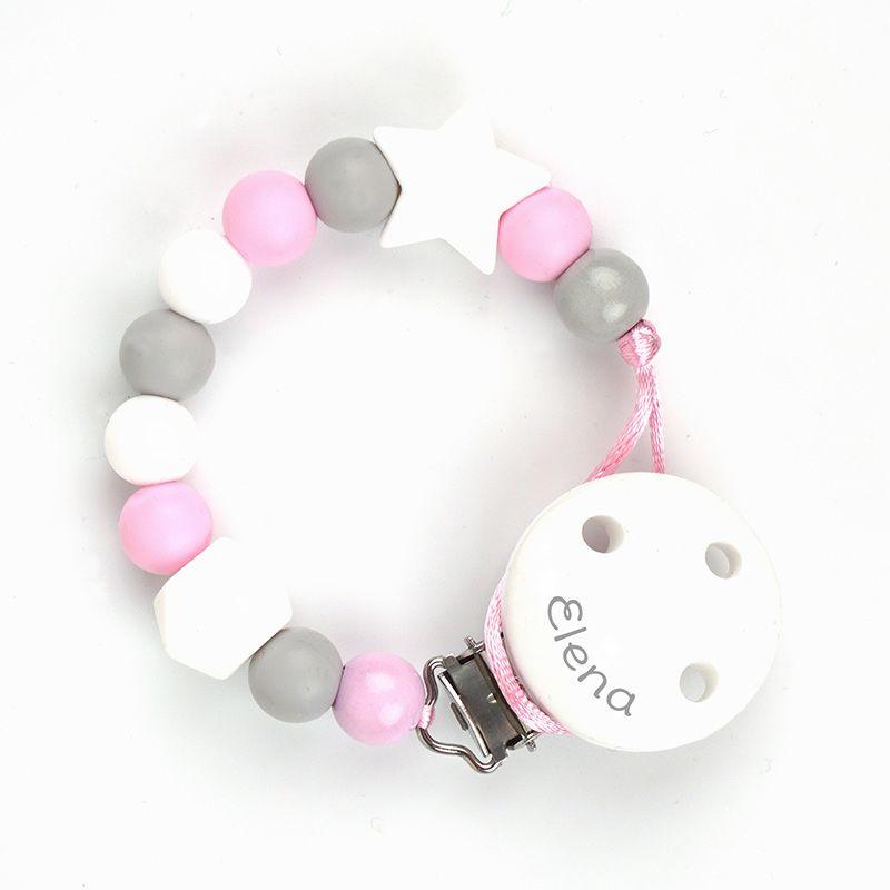 Chupetero Silicona Personalizado en el Clip Mi Pipo Baby Celeste/Rosa - Nanetes #