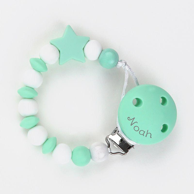 Chupetero Silicona Personalizado en el Clip Mi Pipo Estrella Menta - Nanetes #