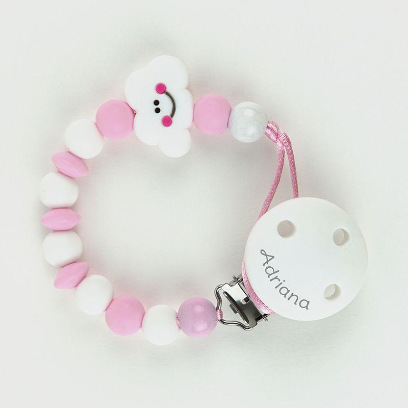 Chupetero Silicona Personalizado en el Clip Mi Pipo Nube Rosa - Nanetes #
