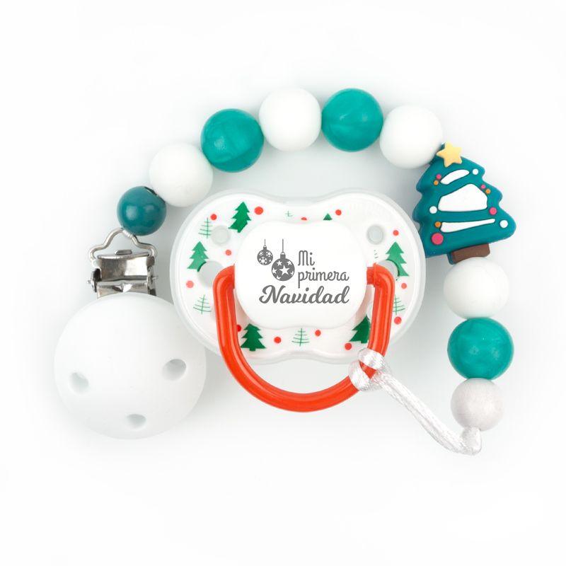 Chupete y chupetero Silicona Primera Navidad - Nanetes #