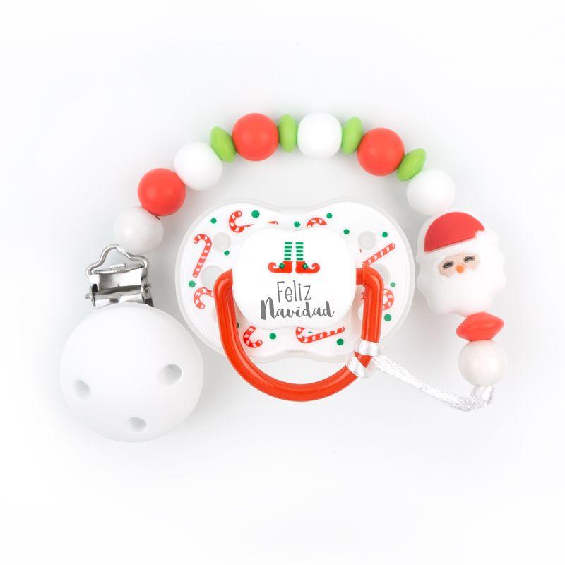 Chupete y chupetero Silicona Feliz Navidad - Nanetes #
