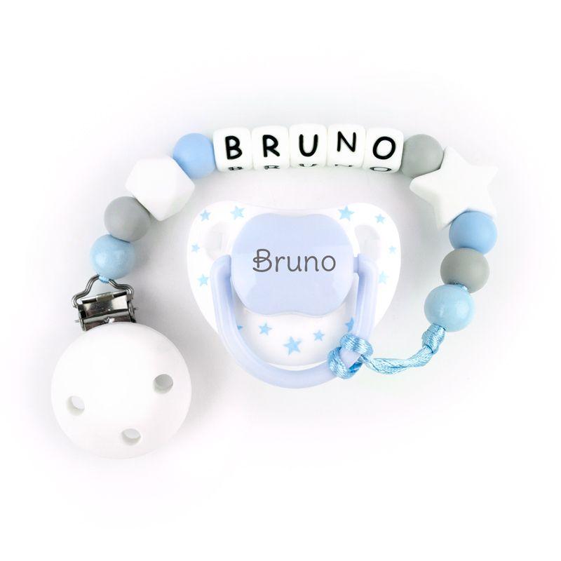 Chupete y chupetero Silicona baby celeste Mi Pipo - Nanetes #