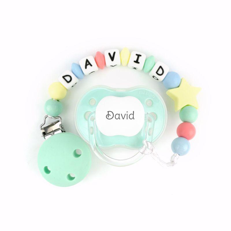 Chupete y chupetero Silicona estrella multicolor Mi Pipo - Nanetes #