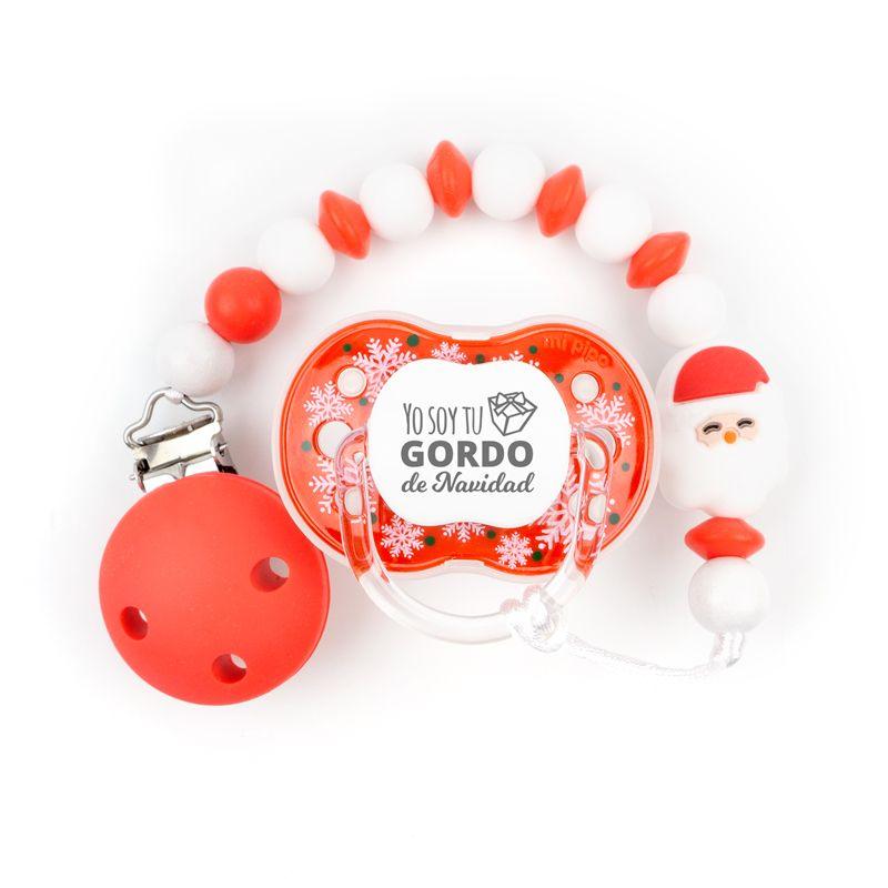 Chupete y chupetero Silicona Gordo Navidad - Nanetes #