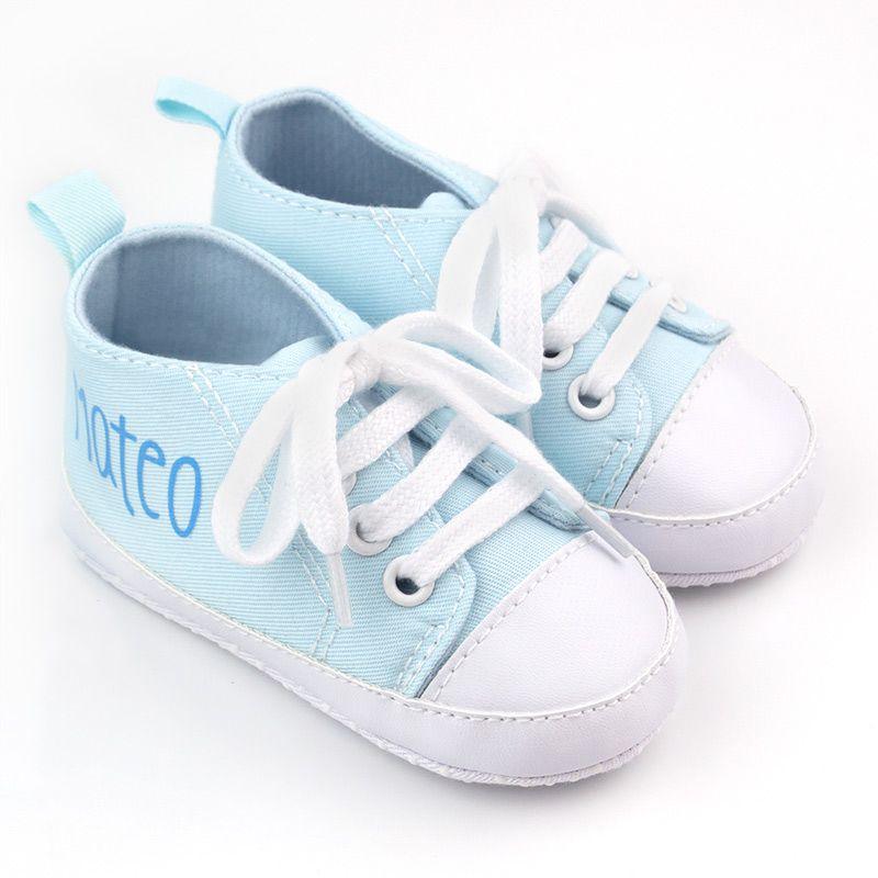 Zapatillas de bebe personalizadas con nombre - Zapatos bebé de lona estilo  casual - Regalo bebe personalizado - Zapatos de 0 a 6 Meses (AZUL CON  NOMBRE, 18) : .es: Moda