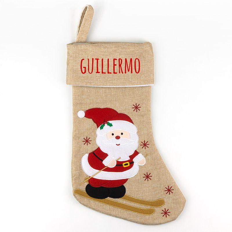 Calcetín Navidad Personalizado Premium Mi Pipo Yute Papa Noel Sky - Nanetes #
