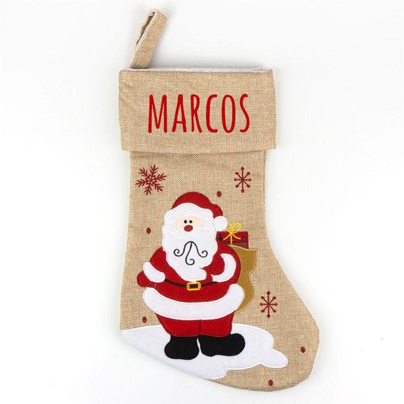 Calcetín Navidad Personalizado Premium Mi Pipo Yute Papa Noel - Nanetes #