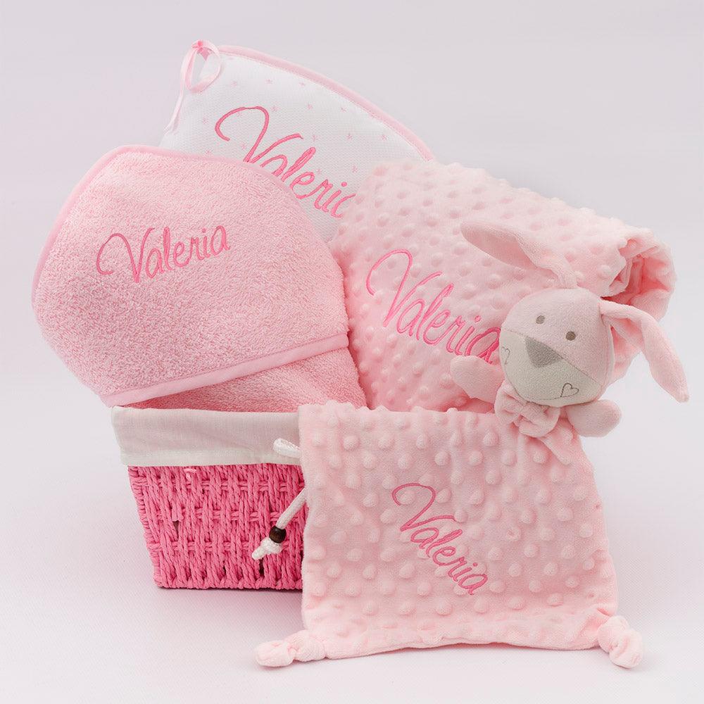 Canastilla Bebe Regalo Personalizada Rosa - Nanetes #