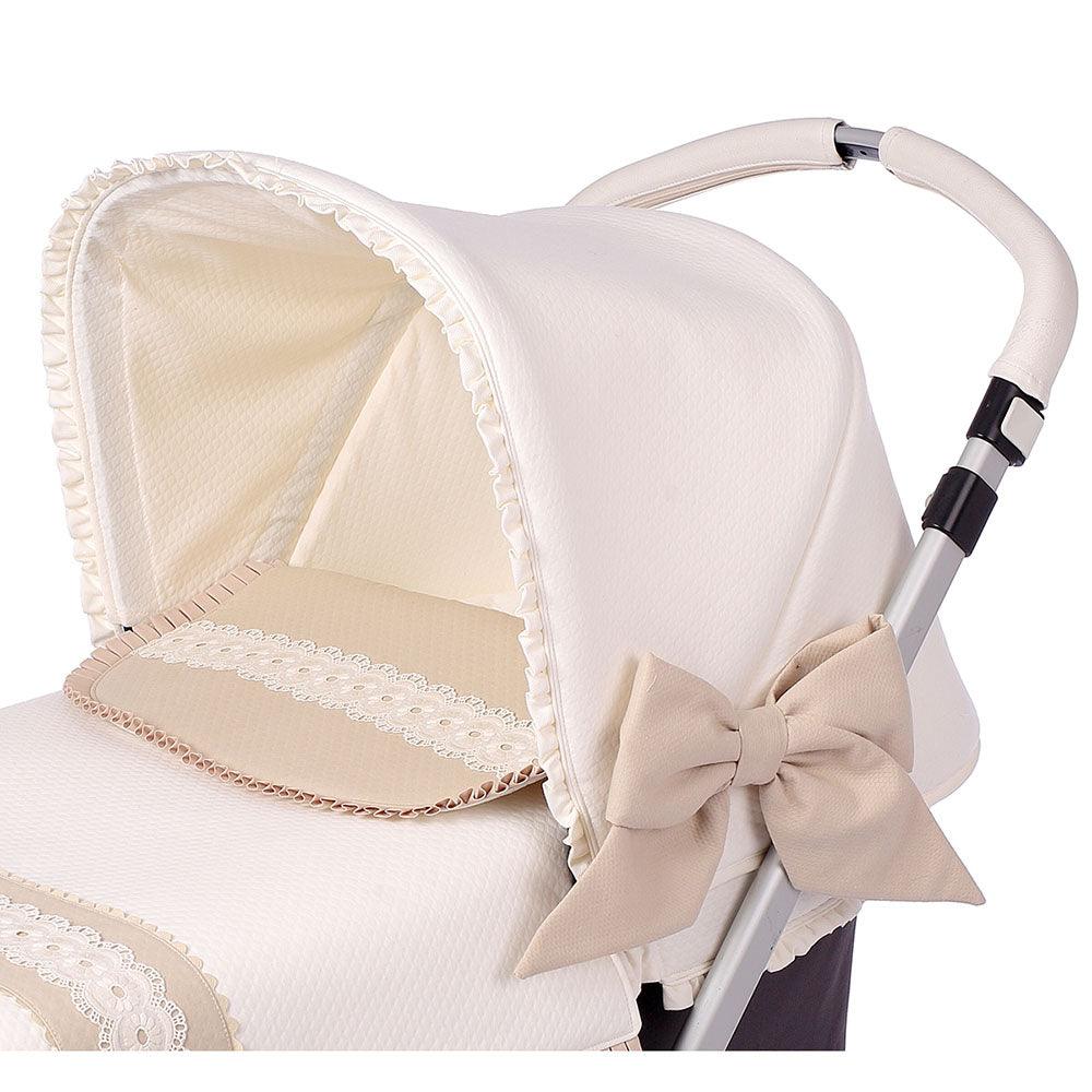 Capota Carro Bebé Piqué Rosello Beige Bebiti by Nanetes - Nanetes #