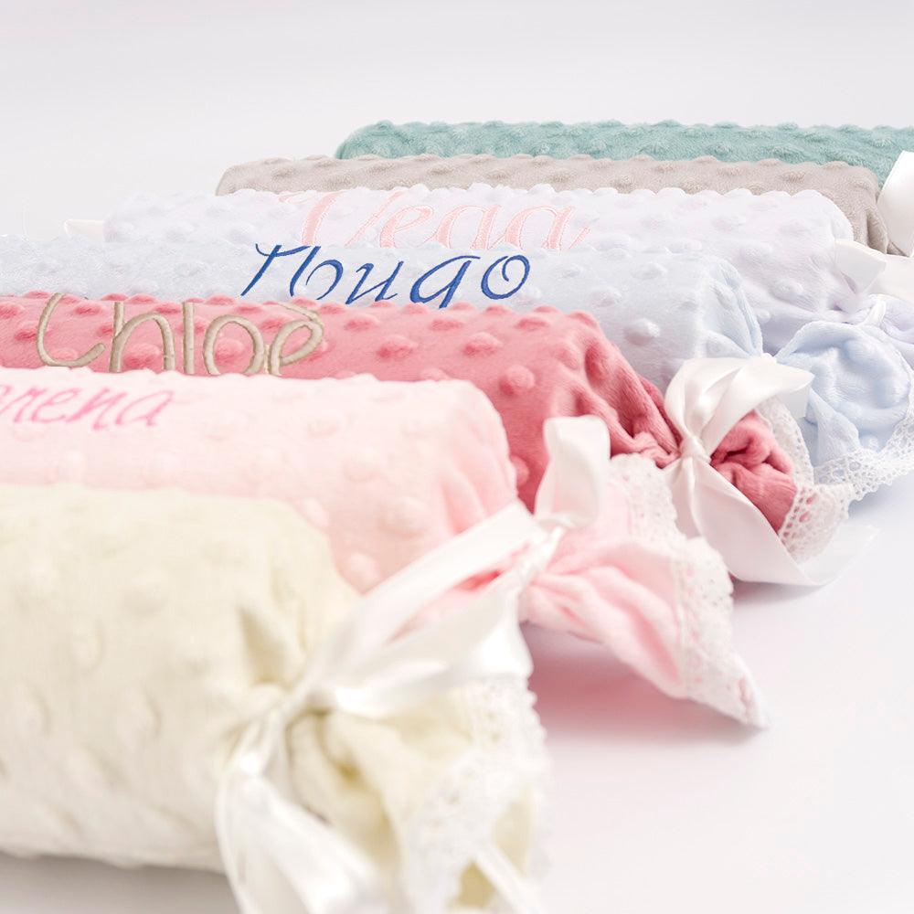 Cojín Caramelo Antivuelco Personalizado Bebé Topos - Nanetes