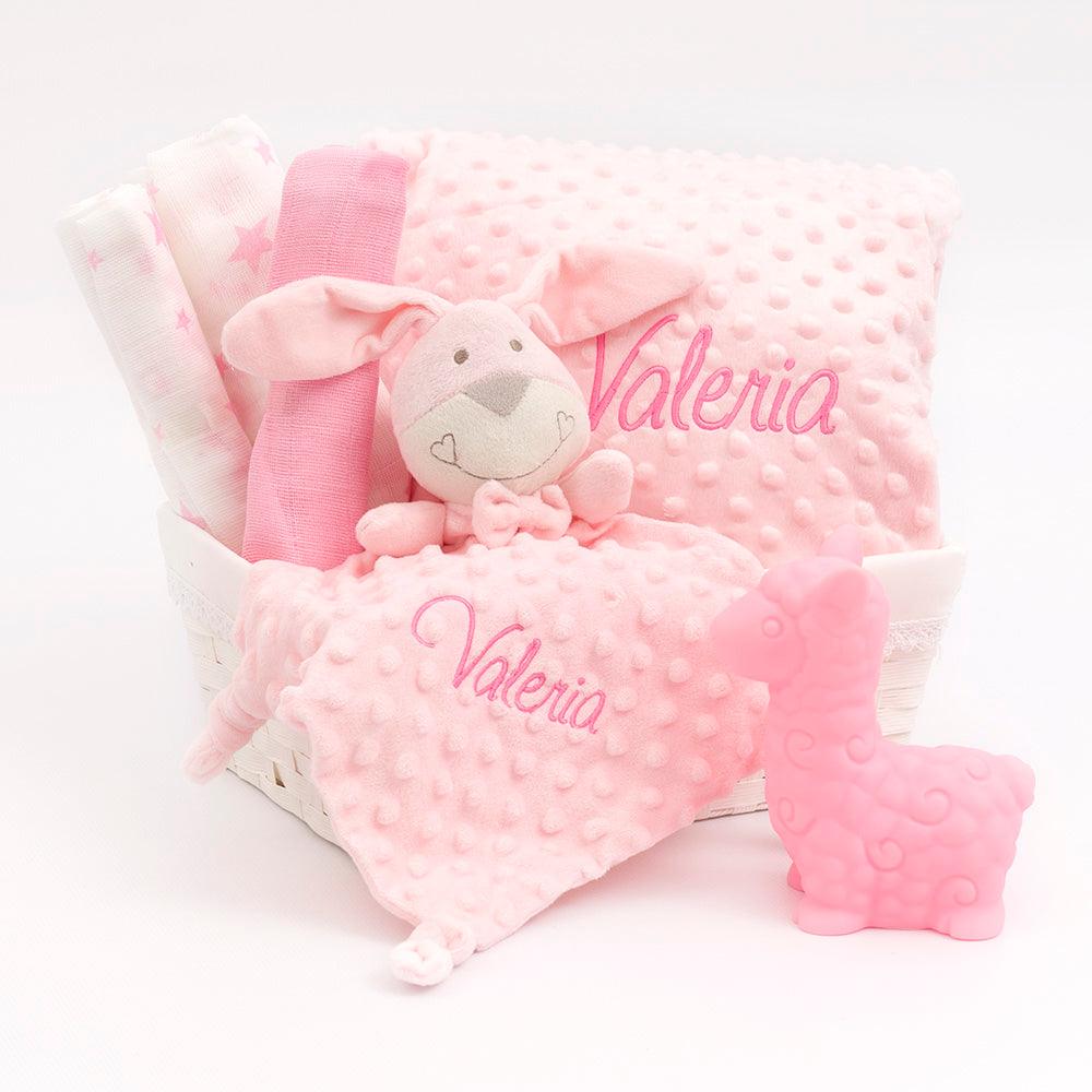 Canastilla regalo bebe bolsa ratitas rosa