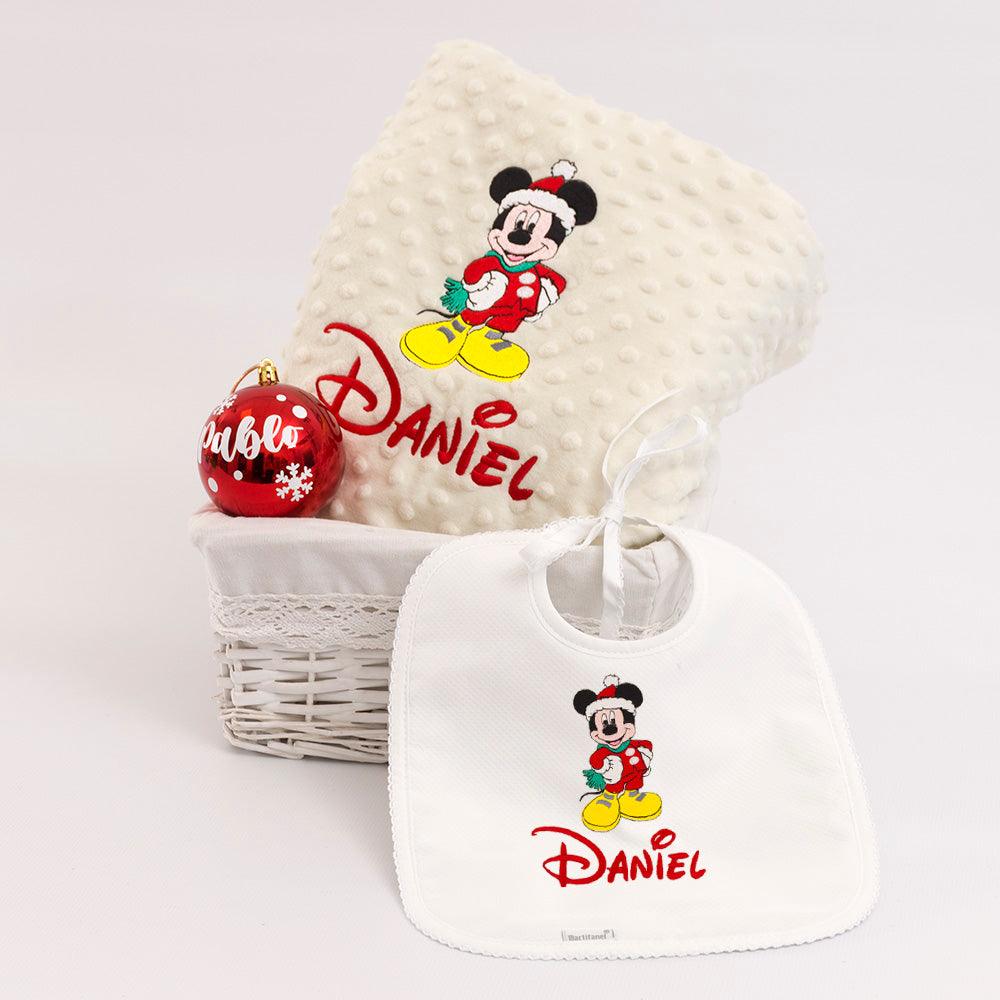 Cesta Regalo Navidad Bebe Personalizada Mickey Mouse - Nanetes #