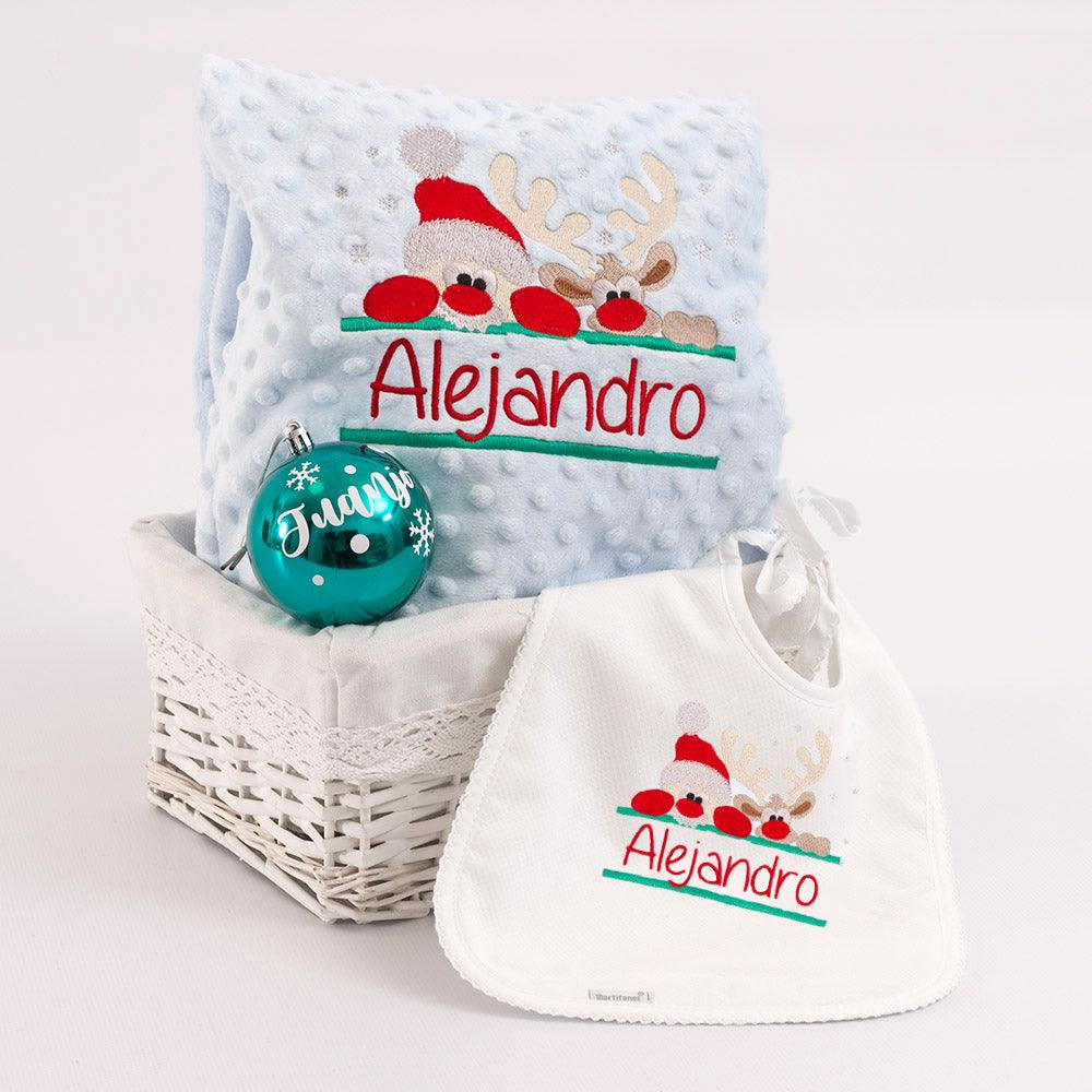 Cesta Regalo Navidad Bebe Personalizada Noel y Rudolf - Nanetes #