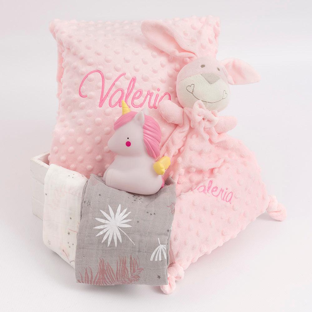 Cesta Regalo Bebe Personalizada Luz Quitamiedos Rosa - Nanetes #