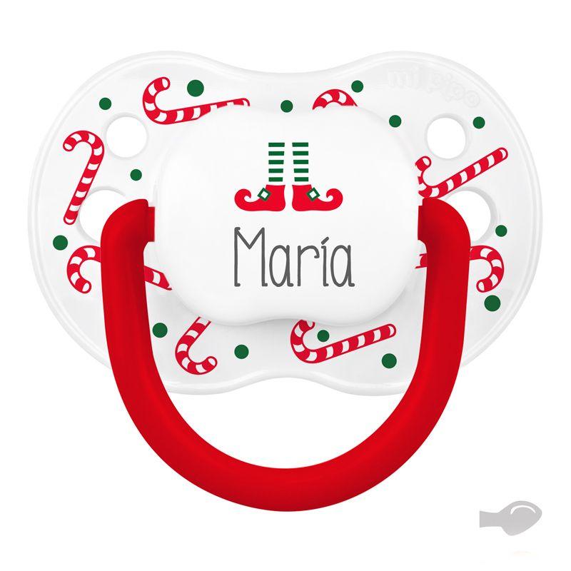 Chupete Navidad Blanco Bastones - Nanetes #