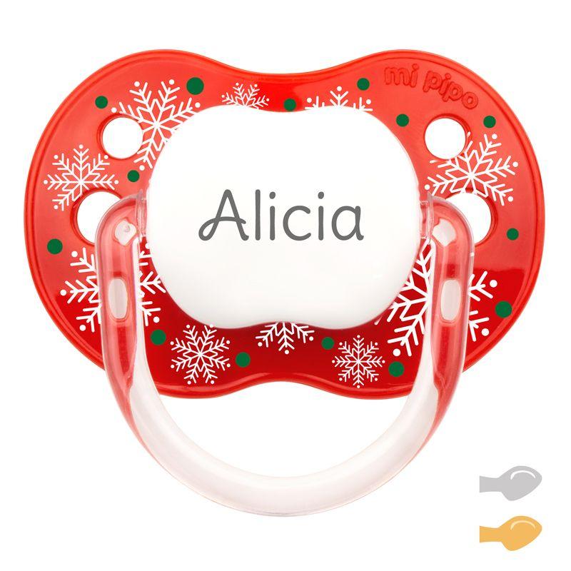 Chupete Navidad Personalizado Copos Rojo - Nanetes #