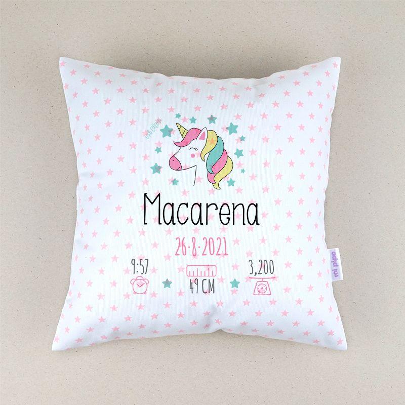 Cojín Personalizado Bebe Unicornio Nacimiento Mi Pipo - Nanetes #