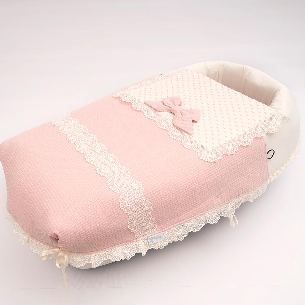 Colcha Capazo Carro Bebé Maquillaje Rosa Puntillas Bebiti By Nanetes
