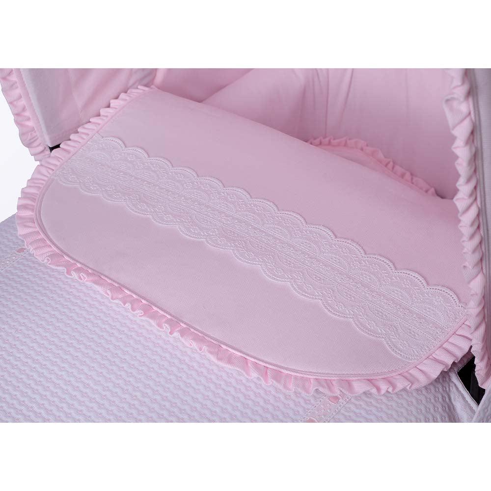 Colcha Capazo Carro Bebé 138 Blanco Rosa Bebiti By Nanetes - Nanetes #