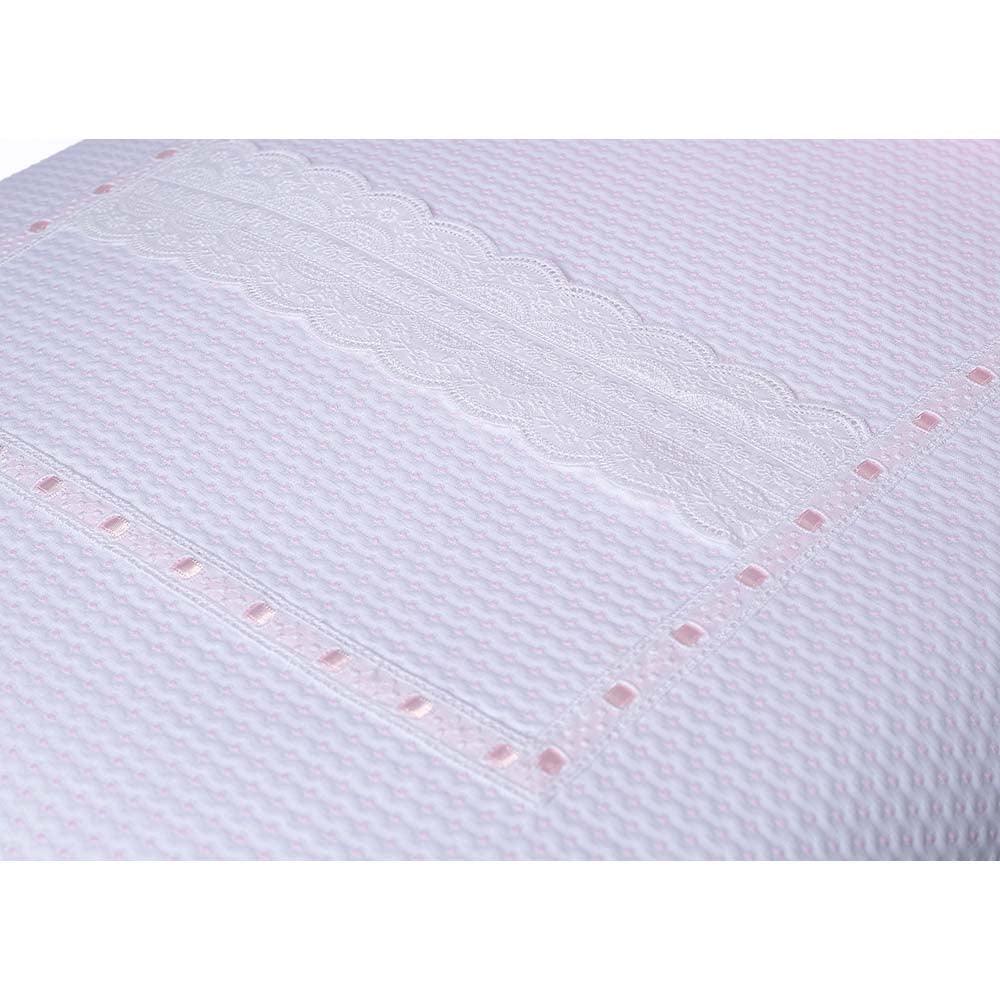 Colcha Capazo Carro Bebé 138 Blanco Rosa Bebiti By Nanetes - Nanetes #