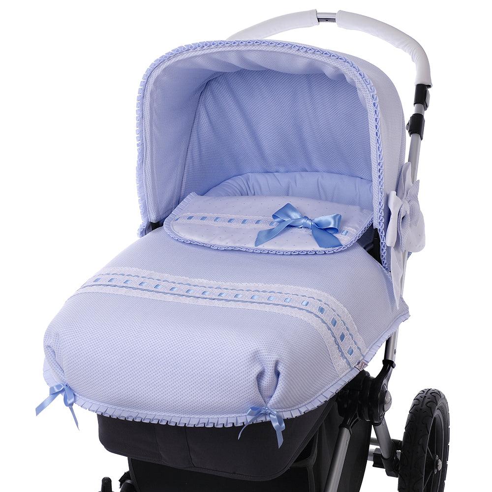 Colcha Capazo A Medida Carro Bebé Celeste Pasacintas Bebiti By Nanetes - Nanetes #