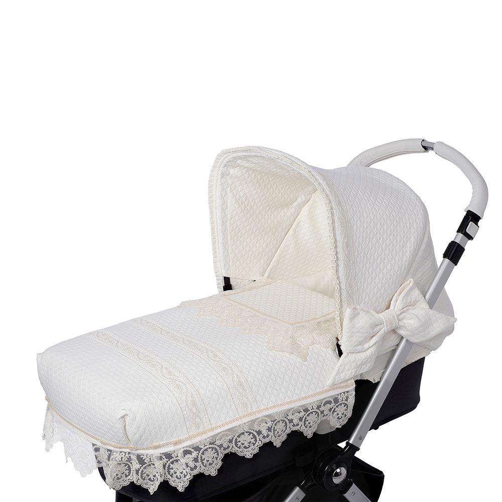 Colcha Capazo A Medida Carro Bebé Beige Puntillas Tul By Nanetes - Nanetes #