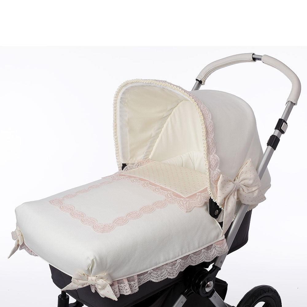 Colcha Capazo A Medida Carro Bebé Puntilla Rosa Bebiti By Nanetes - Nanetes #