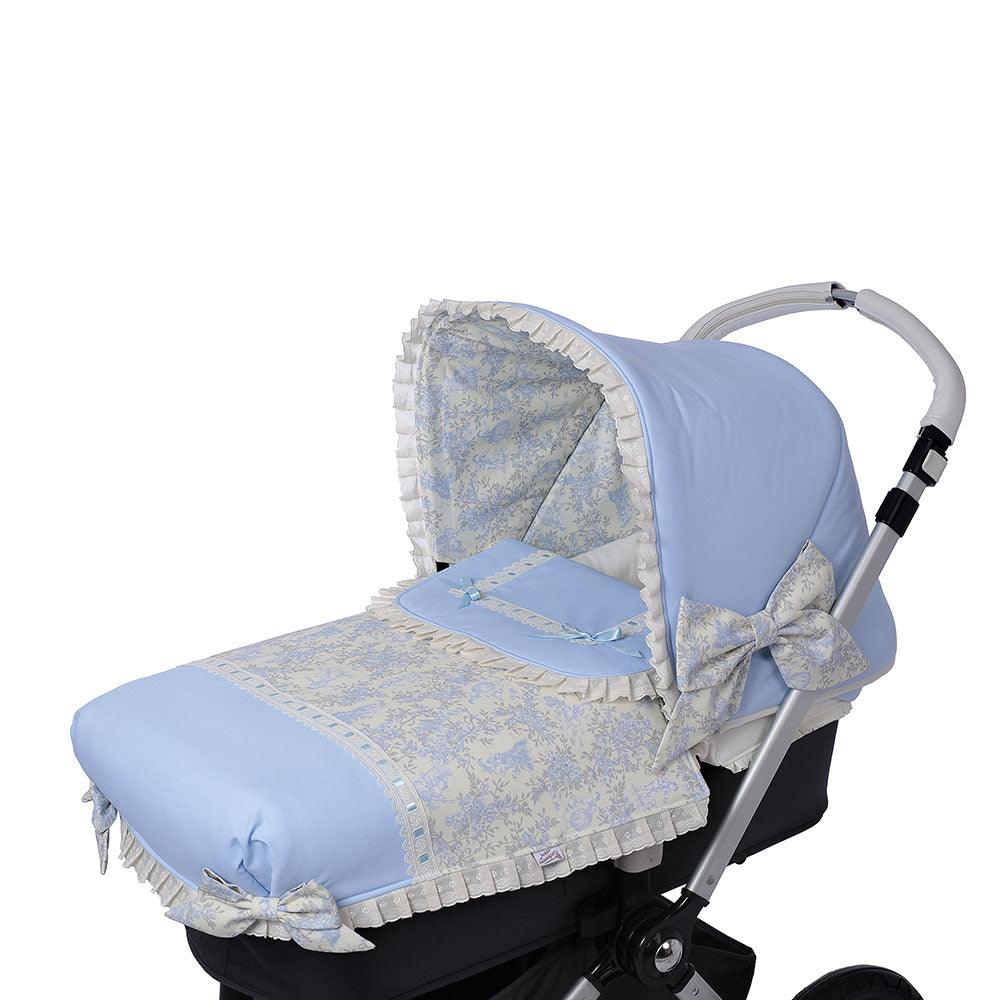 Colcha Capazo A Medida Carro Bebé Toile Jouy Azul By Nanetes - Nanetes #
