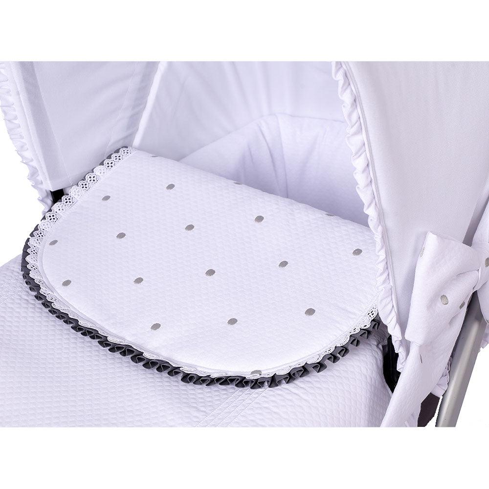 Colcha Carro bebé Pique Blanco Topos Gris Bebiti Nanetes - Nanetes #