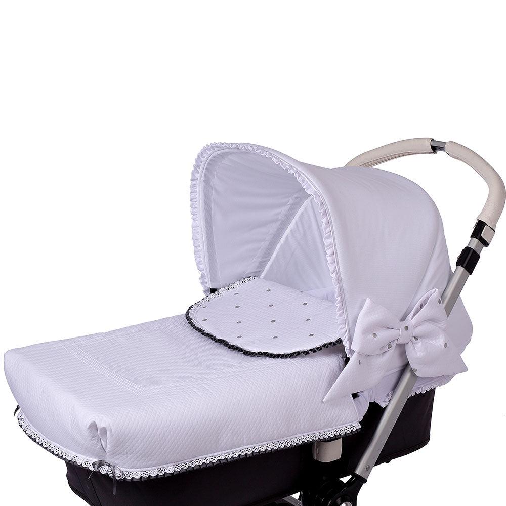 Colcha Carro bebé Pique Blanco Topos Gris Bebiti Nanetes - Nanetes #