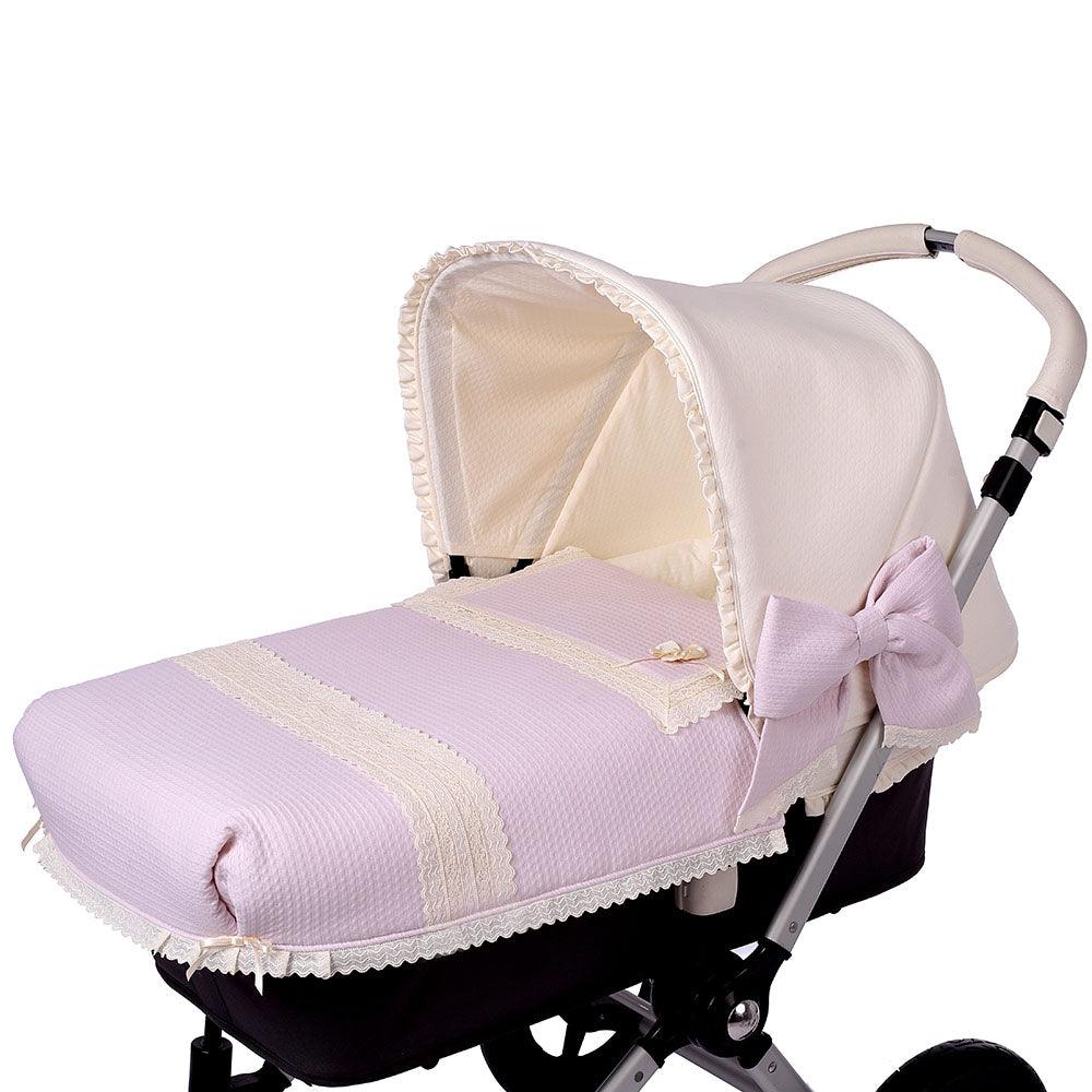 Colcha Capazo Bebé Piqué 187 Rosa Puntillas Bebiti Nanetes - Nanetes #