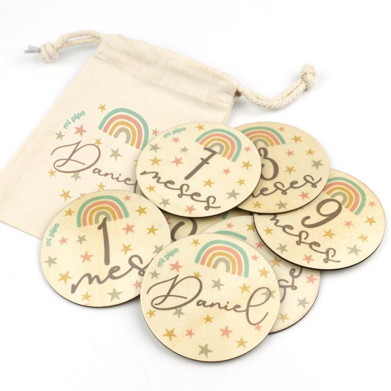 Placas cumplemeses personalizado Arco Iris - Nanetes #