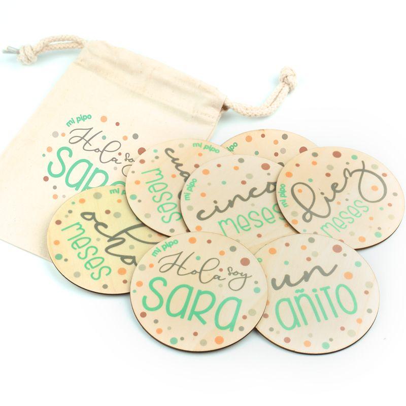 Placas cumplemeses personalizado topos menta - Nanetes #