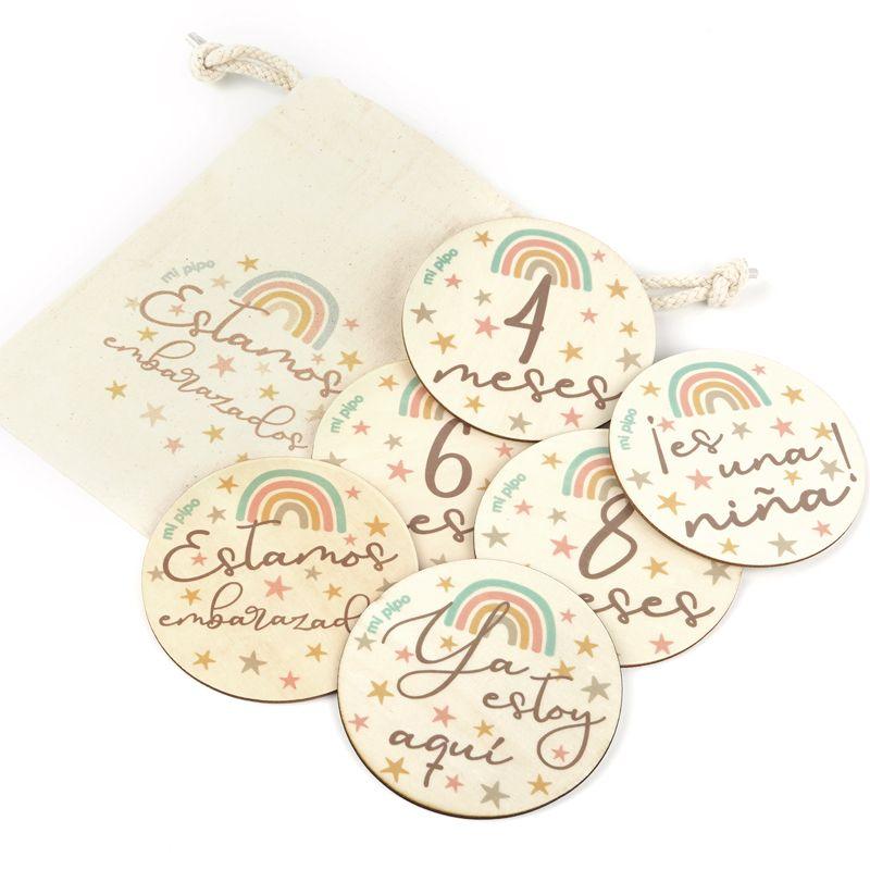 Placas Embarazo cumplemeses Arco Iris - Nanetes #