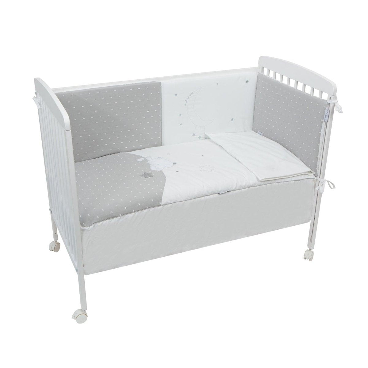 Edredón con Protector Cuna Dolce Gris Pirulos - Nanetes