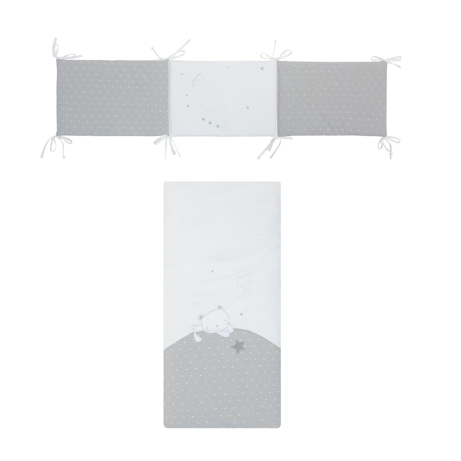 Edredón con Protector Cuna Dolce Gris Pirulos - Nanetes