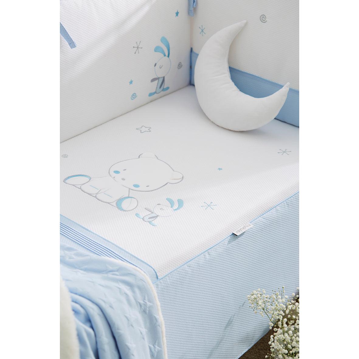 Edredón Cuna Bebé con Chichonera Osito Class Celeste - Nanetes #