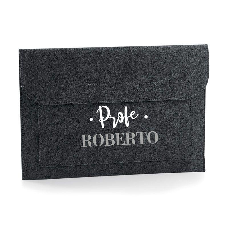 Funda para portátil personalizada fieltro antracita - Nanetes #