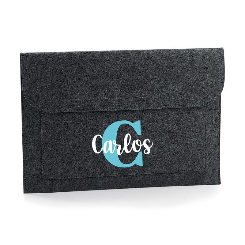 Funda para portátil personalizada fieltro antracita - Nanetes #